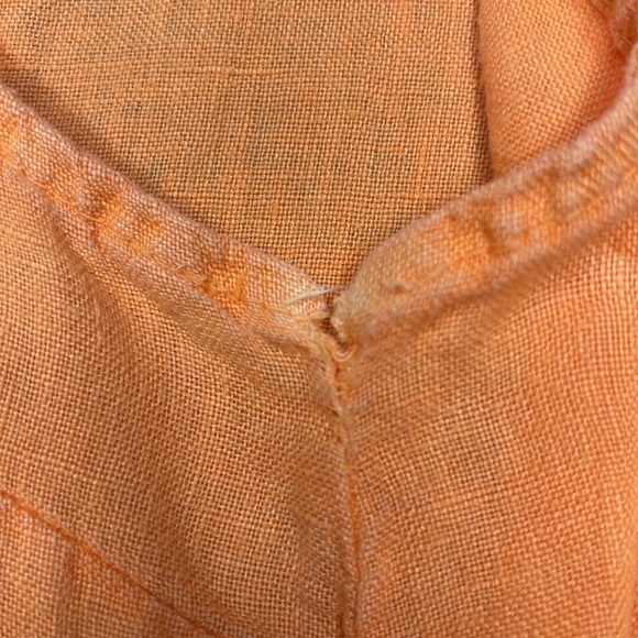 Francesca Bettini Orange Sleeveless V Neck 100% Linen Midi Dress Womens Size L - Picture 2 of 8